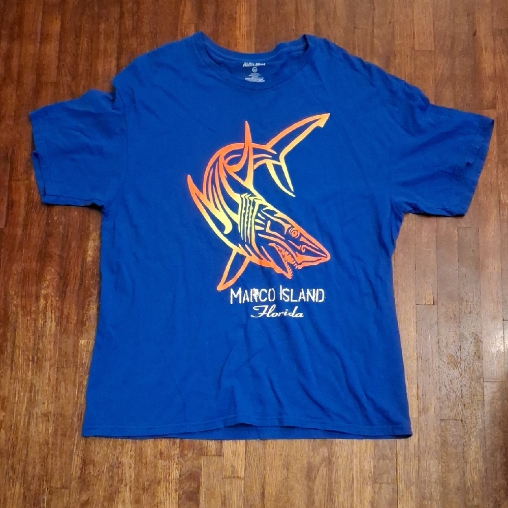Marco Island Florida Shark Neon Blue Graphic T-Shirt From Alvin's Island